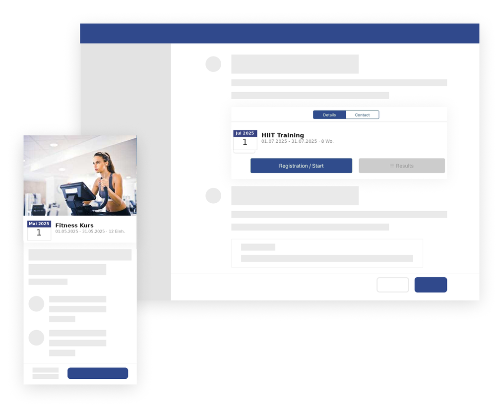 Fitnessstudio Kursverwaltung App – Kursplan mit Buchungssystem und Mitgliederverwaltung